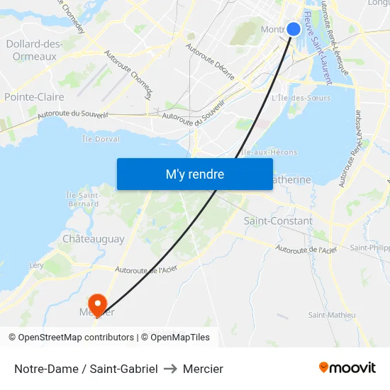 Notre-Dame / Saint-Gabriel to Mercier map