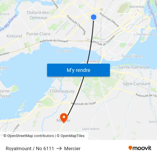 Royalmount / No 6111 to Mercier map