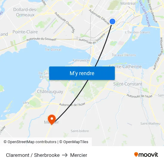Claremont / Sherbrooke to Mercier map