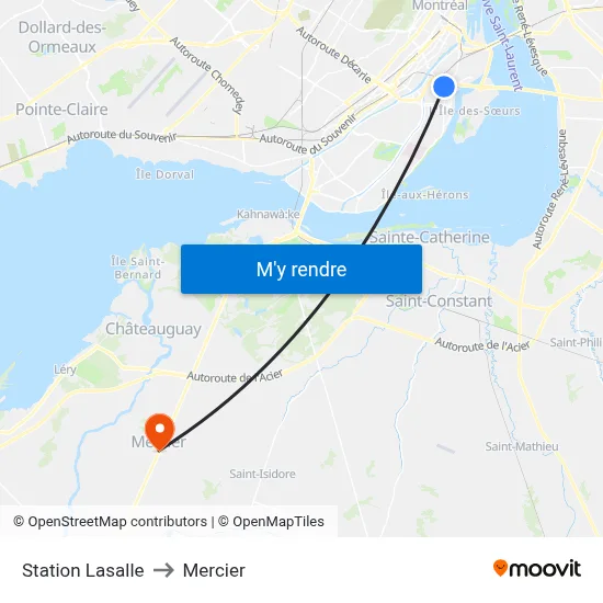 Station Lasalle to Mercier map