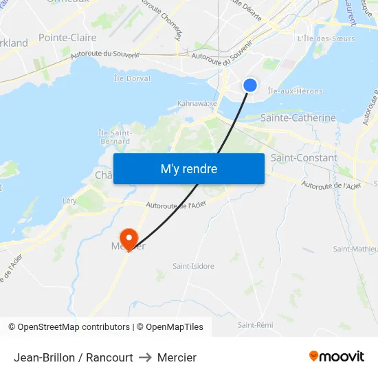 Jean-Brillon / Rancourt to Mercier map