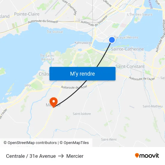 Centrale / 31e Avenue to Mercier map