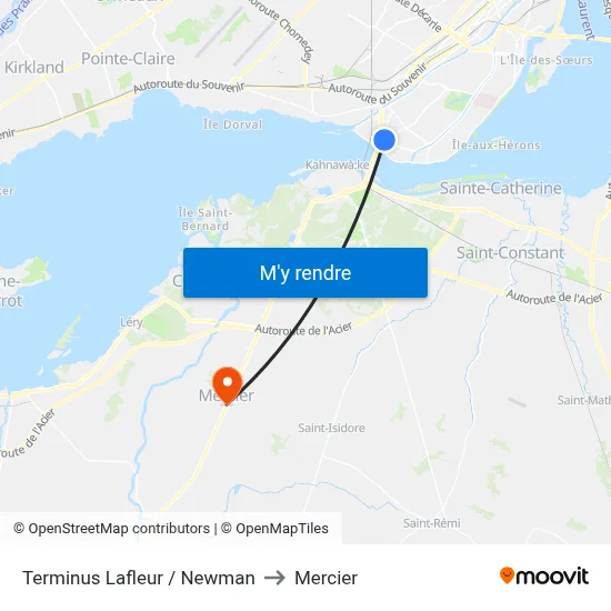 Terminus Lafleur / Newman to Mercier map