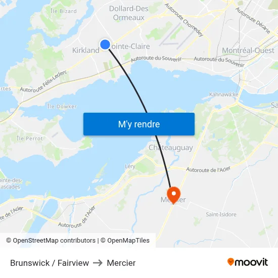 Brunswick / Fairview to Mercier map