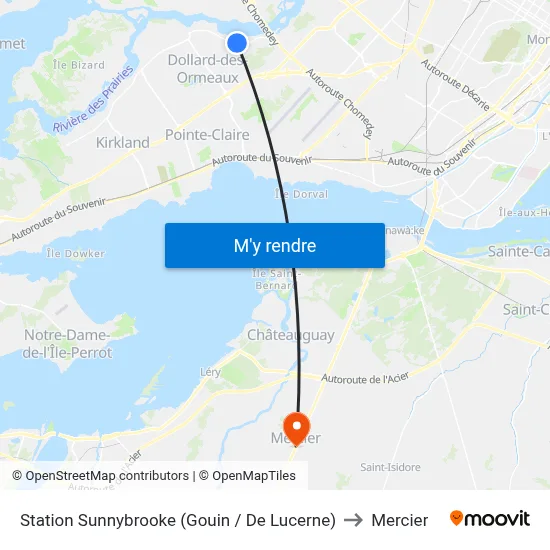 Station Sunnybrooke (Gouin / De Lucerne) to Mercier map