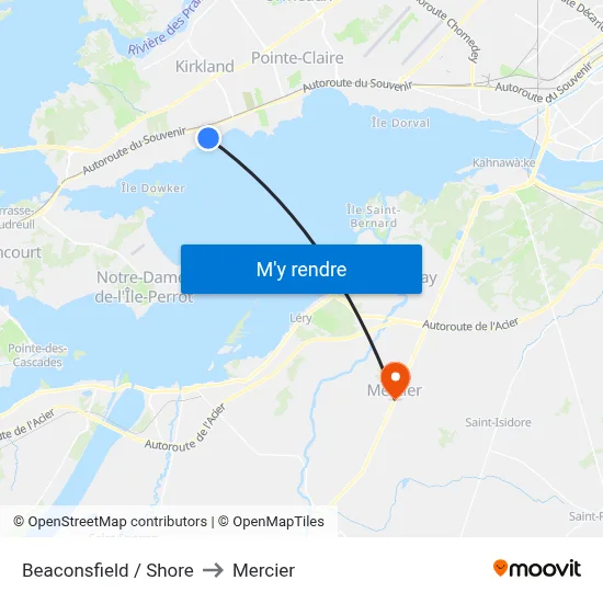 Beaconsfield / Shore to Mercier map