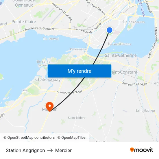 Station Angrignon to Mercier map
