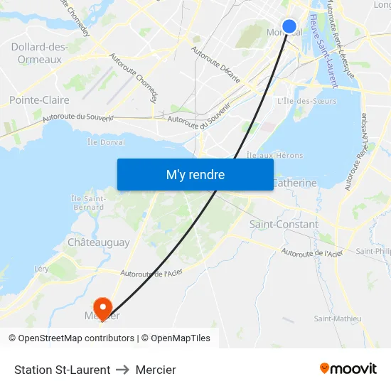 Station St-Laurent to Mercier map