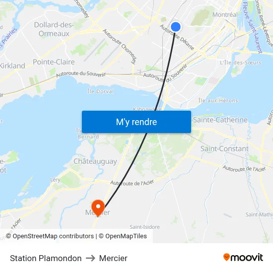Station Plamondon to Mercier map