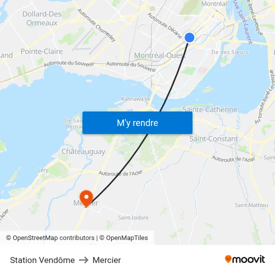 Station Vendôme to Mercier map