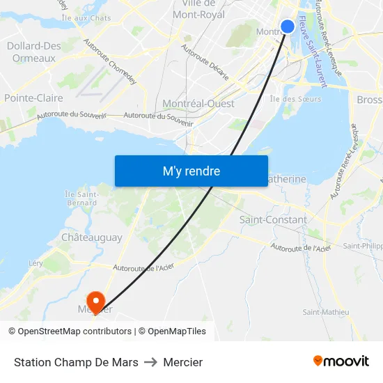 Station Champ De Mars to Mercier map