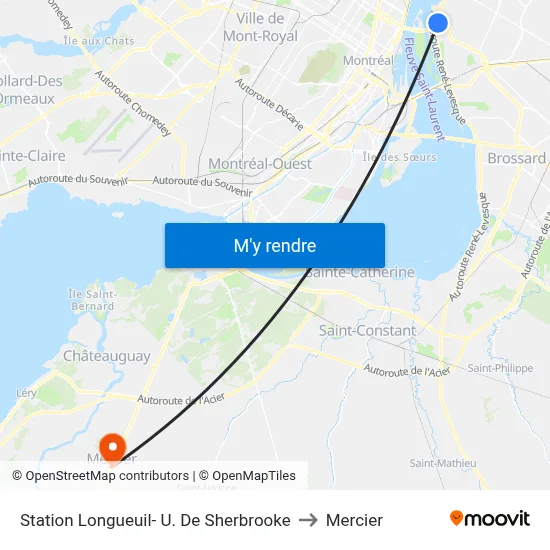 Station Longueuil- U. De Sherbrooke to Mercier map