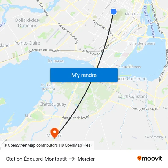 Station Édouard-Montpetit to Mercier map