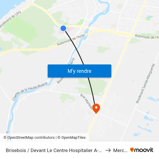 Brisebois / Devant Le Centre Hospitalier A-Laberge to Mercier map