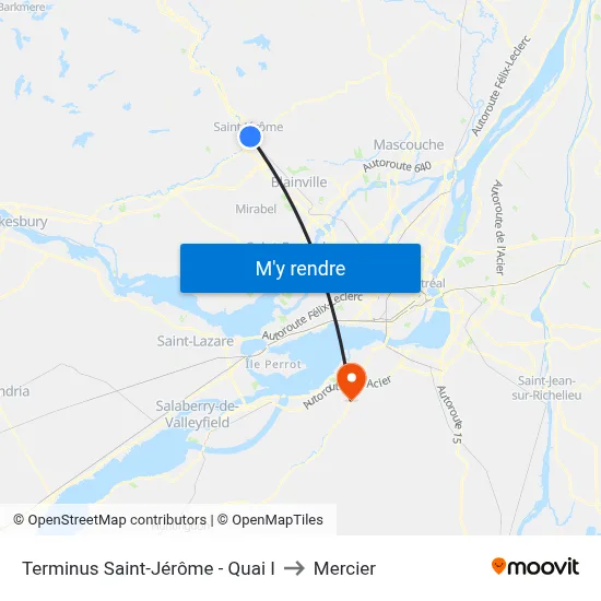 Terminus Saint-Jérôme - Quai I to Mercier map