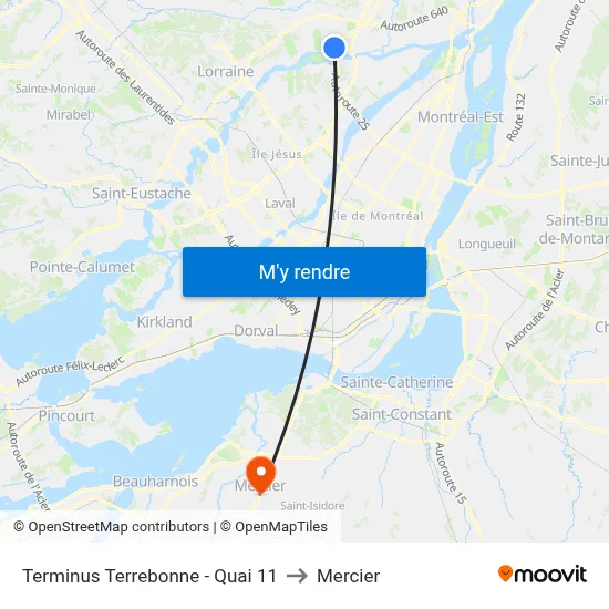 Terminus Terrebonne - Quai 11 to Mercier map