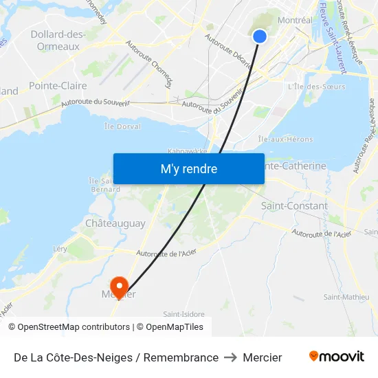 De La Côte-Des-Neiges / Remembrance to Mercier map