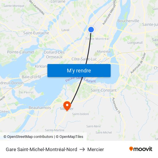 Gare Saint-Michel-Montréal-Nord to Mercier map