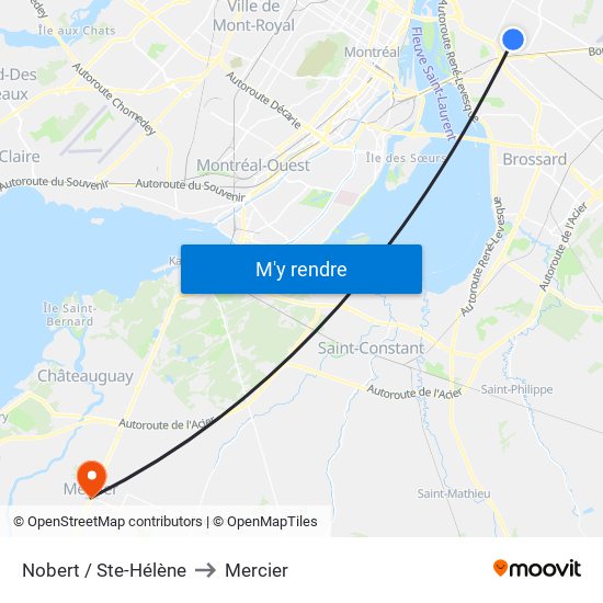 Nobert / Ste-Hélène to Mercier map