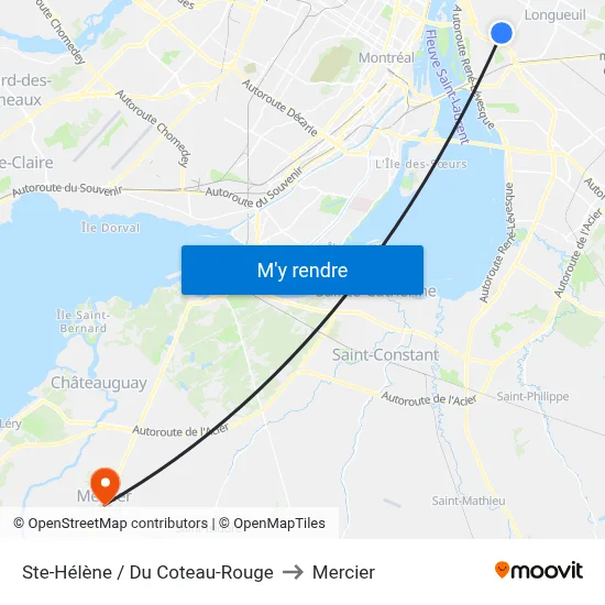Ste-Hélène / Du Coteau-Rouge to Mercier map