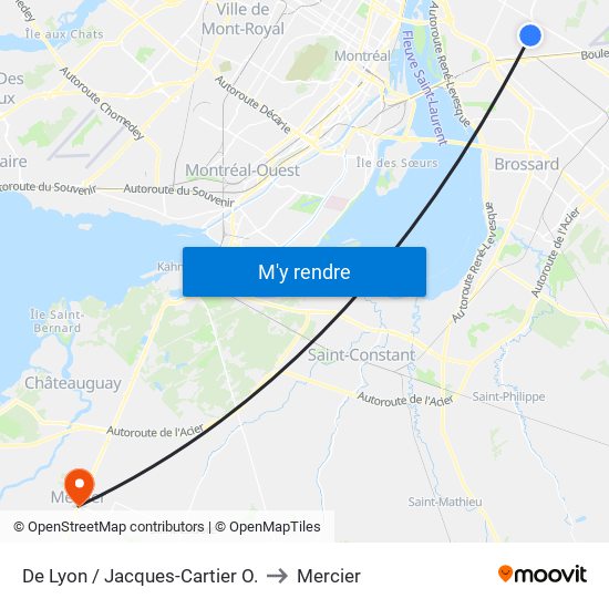 De Lyon / Jacques-Cartier O. to Mercier map