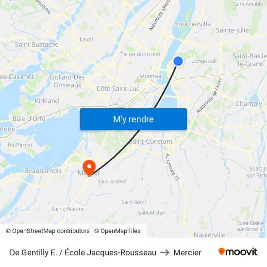 De Gentilly E. / École Jacques-Rousseau to Mercier map