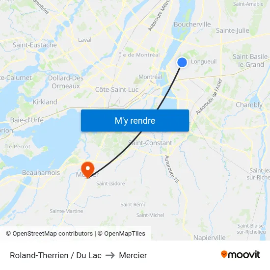 Roland-Therrien / Du Lac to Mercier map