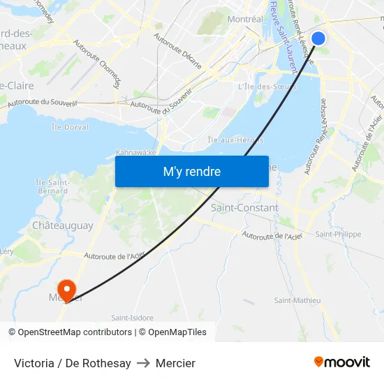 Victoria / De Rothesay to Mercier map
