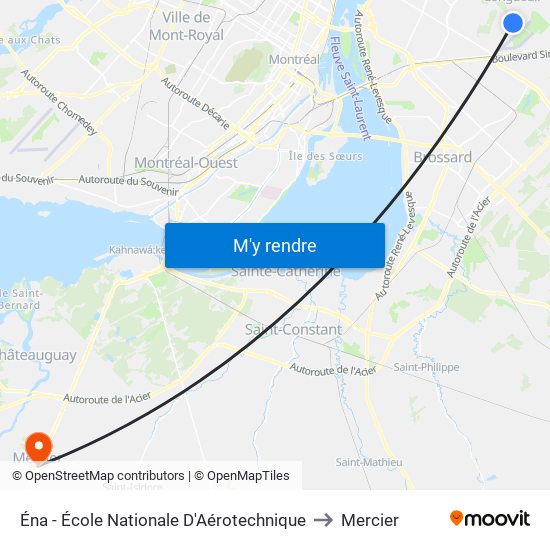 Éna - École Nationale D'Aérotechnique to Mercier map