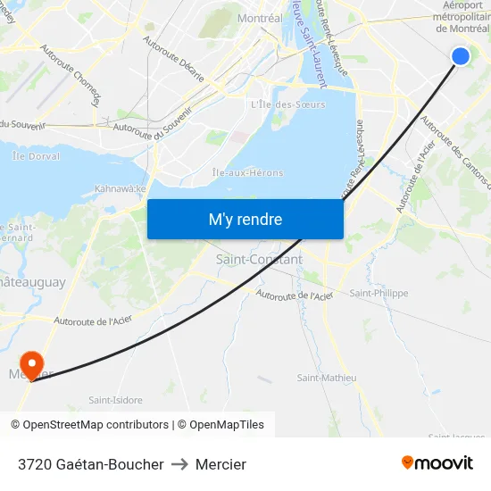 3720 Gaétan-Boucher to Mercier map