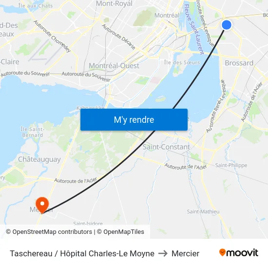 Taschereau / Hôpital Charles-Le Moyne to Mercier map