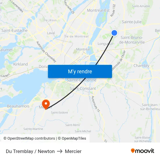Du Tremblay / Newton to Mercier map