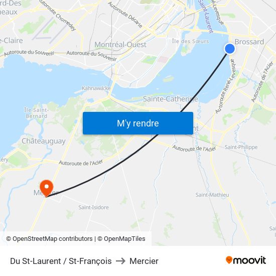 Du St-Laurent / St-François to Mercier map