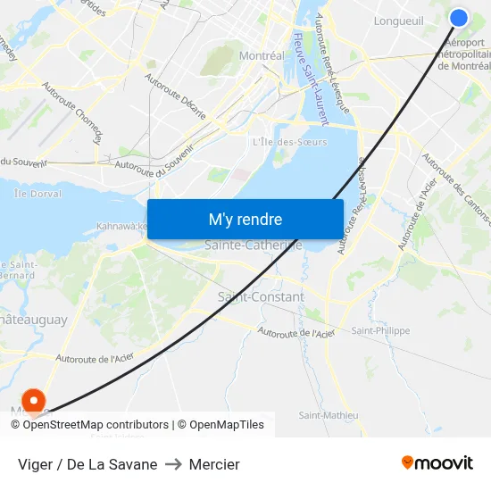 Viger / De La Savane to Mercier map