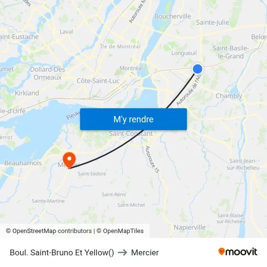 Boul. Saint-Bruno Et Yellow() to Mercier map