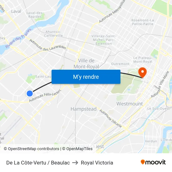 De La Côte-Vertu / Beaulac to Royal Victoria map