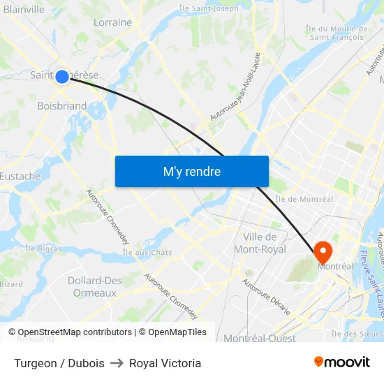 Turgeon / Dubois to Royal Victoria map