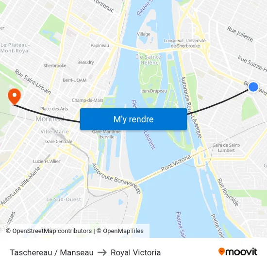 Taschereau / Manseau to Royal Victoria map