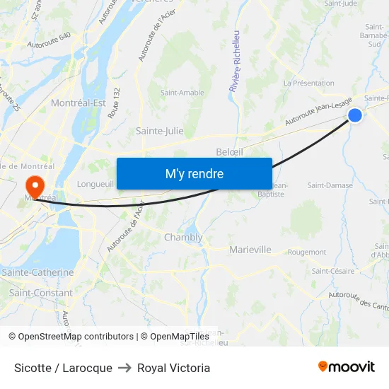 Sicotte / Larocque to Royal Victoria map