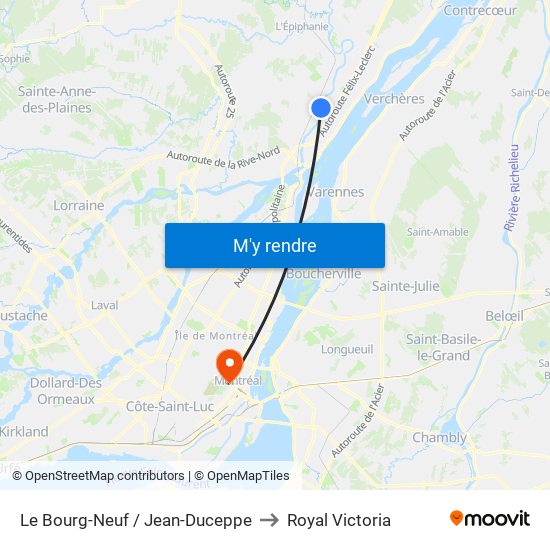 Le Bourg-Neuf / Jean-Duceppe to Royal Victoria map