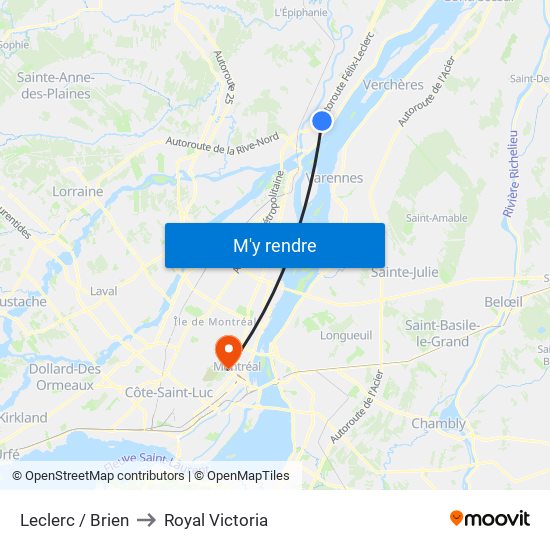 Leclerc / Brien to Royal Victoria map