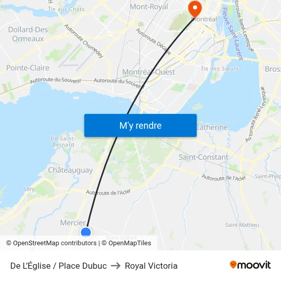 De L’Église / Place Dubuc to Royal Victoria map