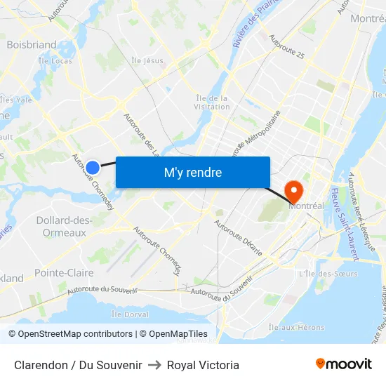 Clarendon / Du Souvenir to Royal Victoria map