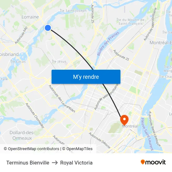 Terminus Bienville to Royal Victoria map
