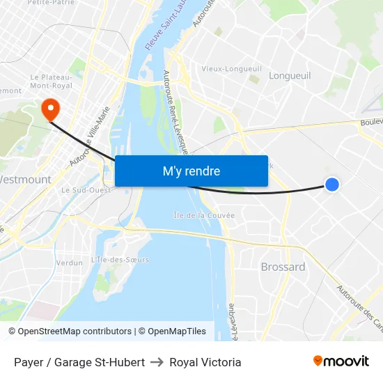 Payer / Garage St-Hubert to Royal Victoria map