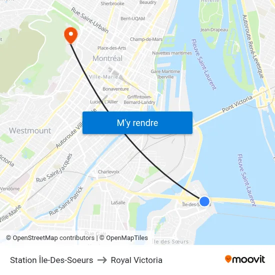 Station Île-Des-Soeurs to Royal Victoria map