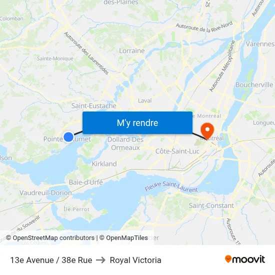 13e Avenue / 38e Rue to Royal Victoria map