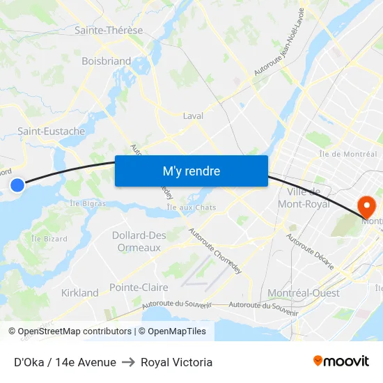 D'Oka / 14e Avenue to Royal Victoria map