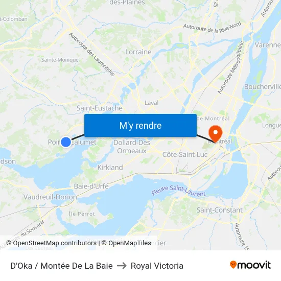 D'Oka / Montée De La Baie to Royal Victoria map