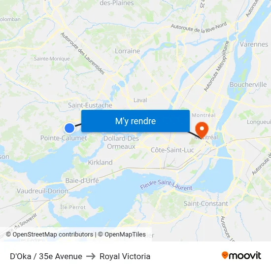 D'Oka / 35e Avenue to Royal Victoria map